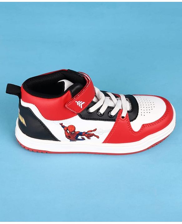 Pine Kids Marvel Velcro Closure Casual Shoes With Spider-Man Graphics - Red & White