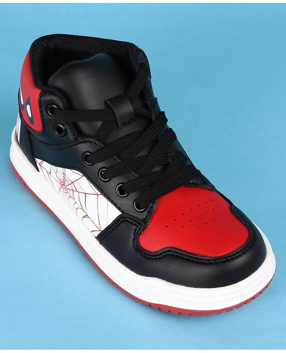Pine Kids Marvel Lace Up Casual Shoes With Spider-Man Graphics - Black