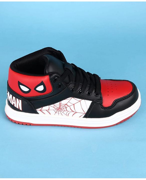 Pine Kids Marvel Lace Up Casual Shoes With Spider-Man Graphics - Black