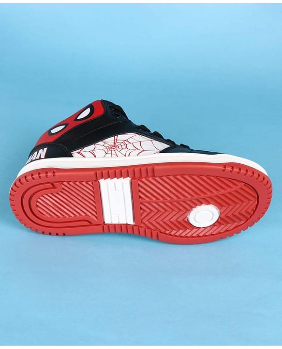 Pine Kids Marvel Lace Up Casual Shoes With Spider-Man Graphics - Black