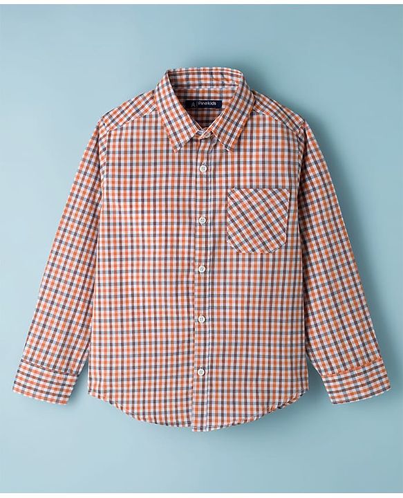 Pine Kids 100% Cotton Woven Full Sleeves Checks Shirt & Sleeveless Tank T-Shirt With Text  Print - Multicolour