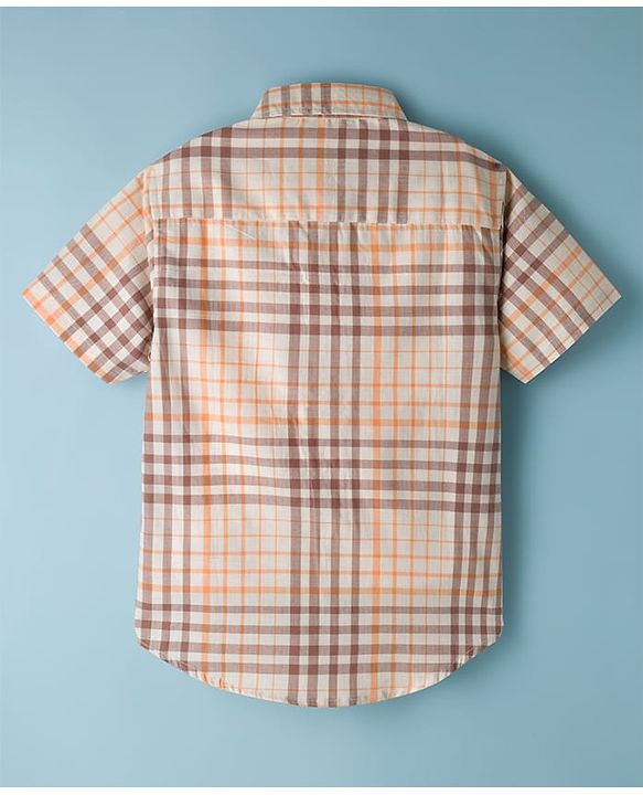 Pine Kids 4-5Y Male Multicolour 100% Cotton Woven Half Sleeves Checks Shirt With Sleeveless Tank T-Shirt