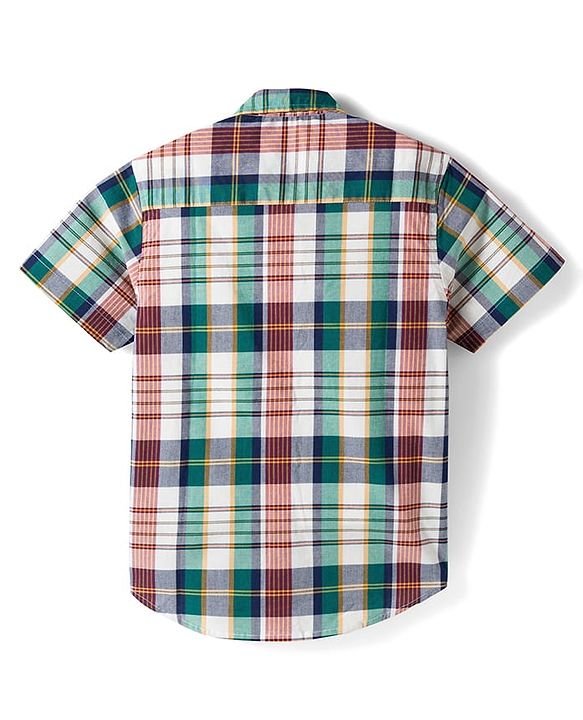 Pine Kids 100% Cotton Woven Half Sleeves Multicolour Checks Shirt for Boys 4-5Y