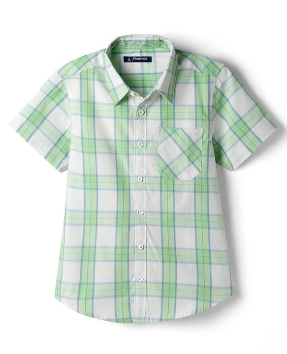 Pine Kids Cotton Woven Half Sleeves Checkered Shirt - Multicolor