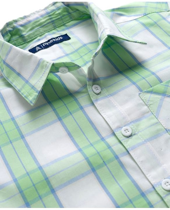 Pine Kids Cotton Woven Half Sleeves Checkered Shirt - Multicolor