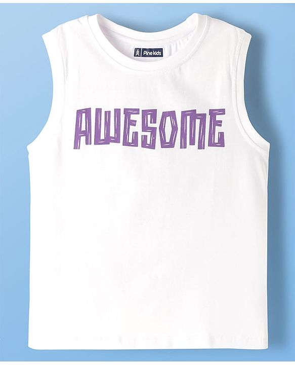 Pine Kids 8-9Y Male Purple 100% Cotton Woven Full Sleeves Checks Shirt With Sleeveless Tank T-Shirt