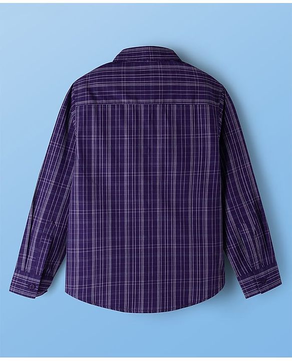 Pine Kids 8-9Y Male Purple 100% Cotton Woven Full Sleeves Checks Shirt With Sleeveless Tank T-Shirt