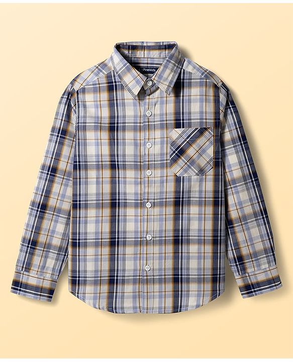 Pine Kids Cotton Woven Full Sleeves Checks Shirt With Printed Inner Tee - Multicolor