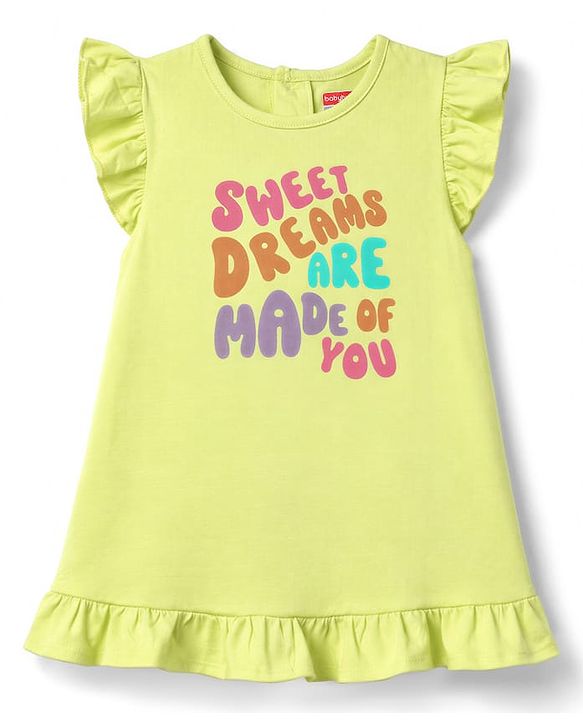 Babyhug Cotton Knit Sleeveless Nighties With Polka Dots With Text Print Pack of 2 - Multicolor