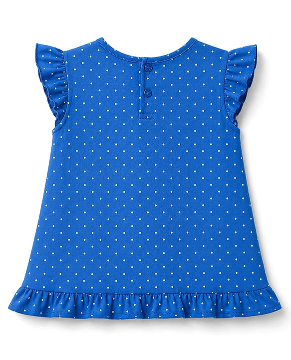 Babyhug Cotton Knit Sleeveless Nighty with Polka Dot & Floral Print - Blue