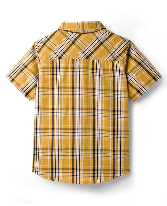 Pine Kids Cotton Woven Half Sleeves Checks Shirt - Yellow