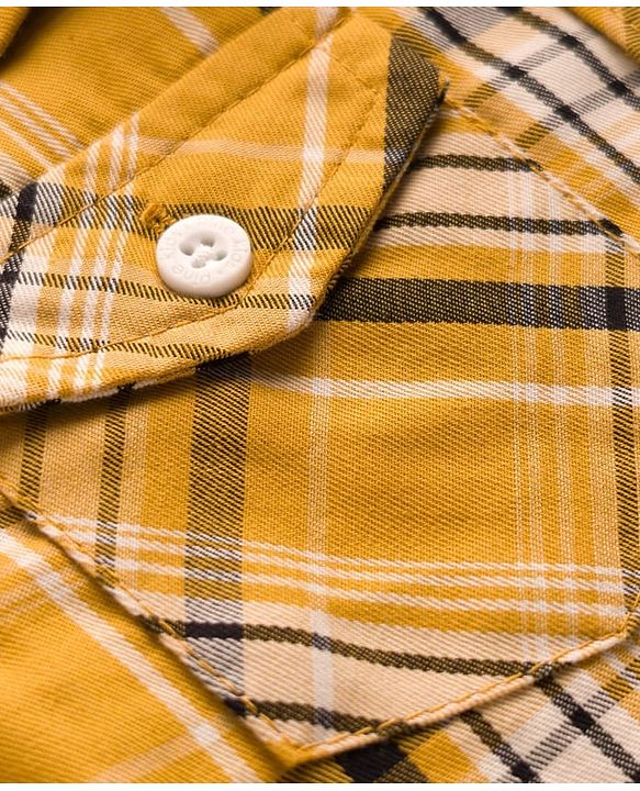 Pine Kids Cotton Woven Half Sleeves Checks Shirt - Yellow
