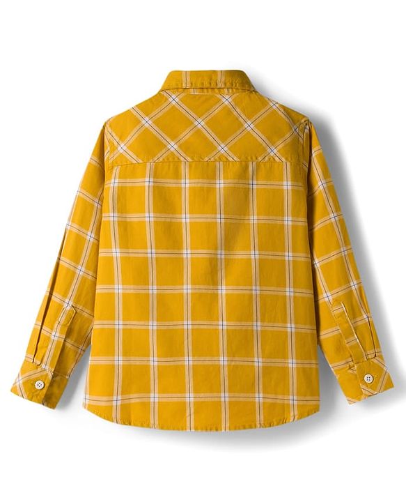Pine Kids Cotton Woven Full Sleeves Checks Shirt - Yellow