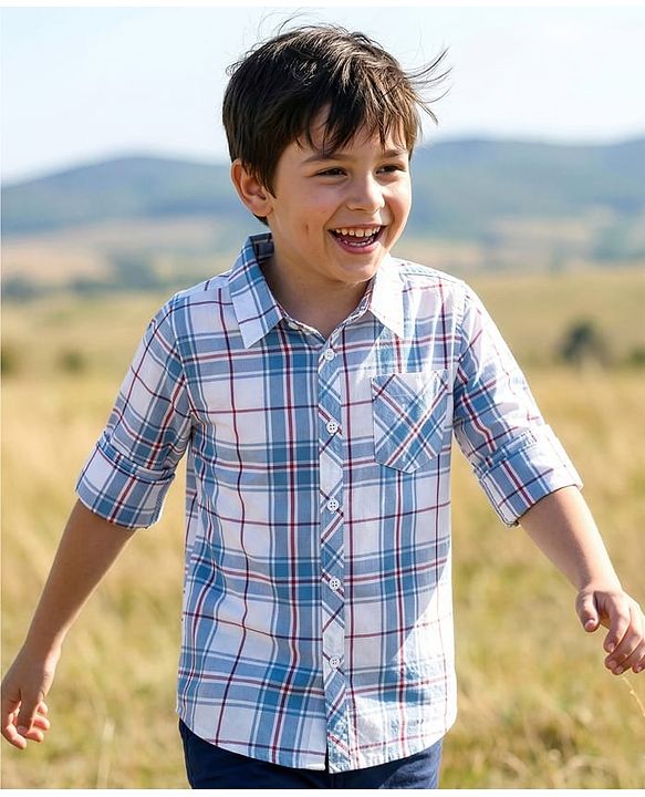 Pine Kids Cotton Woven Full Sleeves Checks Shirt - Multicolor
