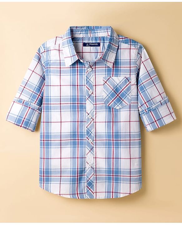 Pine Kids Cotton Woven Full Sleeves Checks Shirt - Multicolor