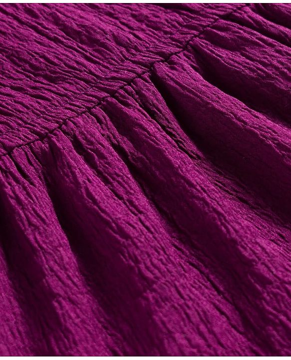 Pine Kids Woven Half Sleeves Solid Colour Tiered Frock - Purple