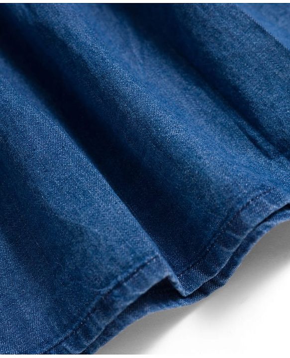 Pine Kids Cotton Woven Half Sleeves Solid Shirt Dress - Blue