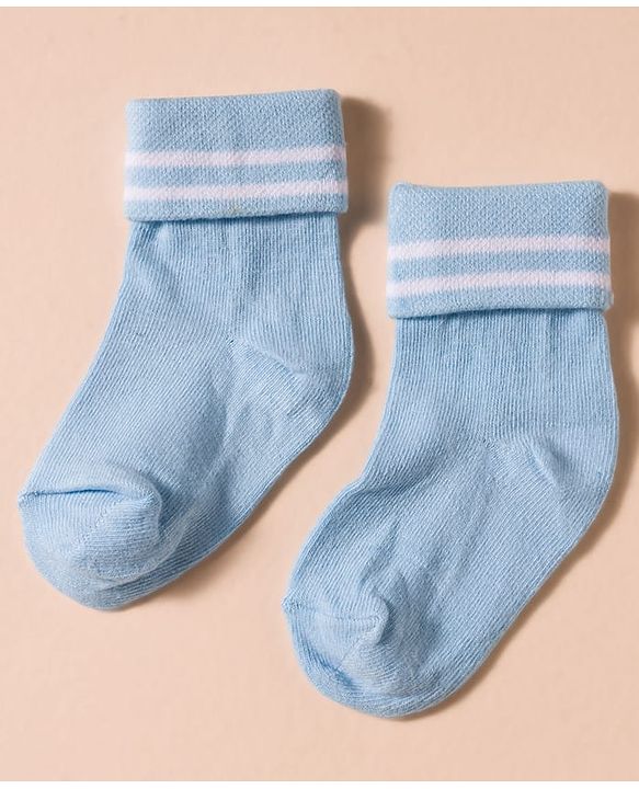 Cute Walk by Babyhug Non Terry Knit Antibacterial Ankle Length Socks With Design Pack of 3 - Red Light Blue & Navy Blue