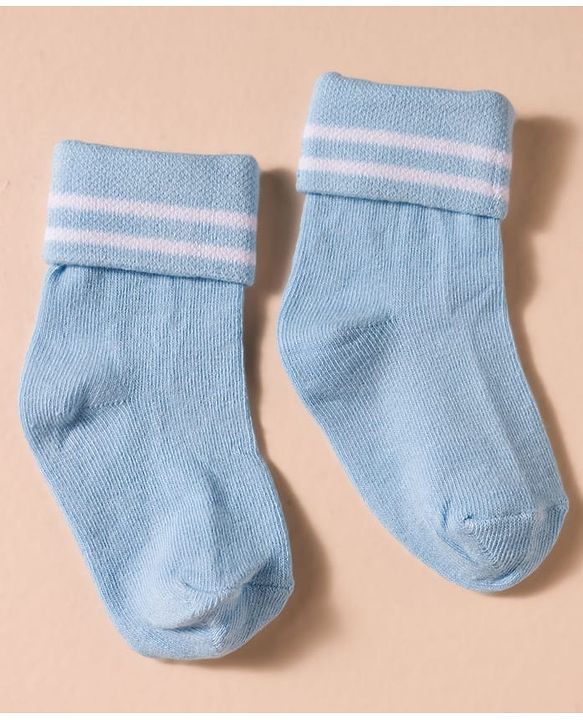 Cute Walk by Babyhug Non Terry Knit Antibacterial Ankle Length Socks With Design Pack of 3 - Red Light Blue & Navy Blue
