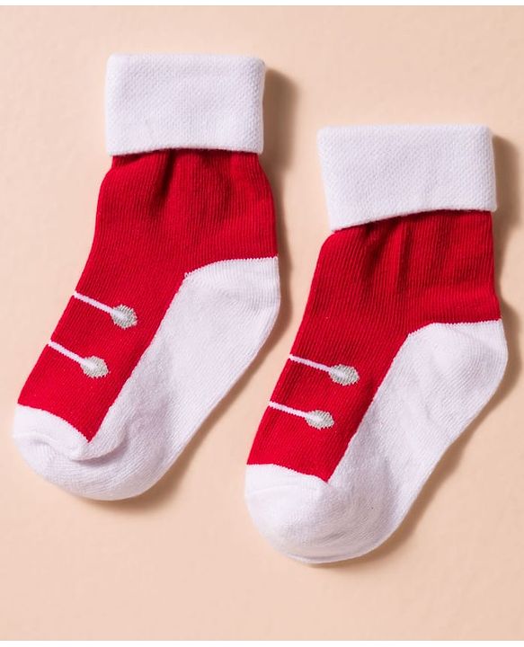 Cute Walk by Babyhug Non Terry Knit Antibacterial Ankle Length Socks With Design Pack of 3 - Red Light Blue & Navy Blue