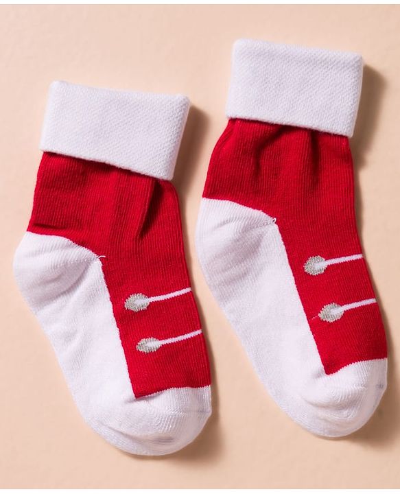 Cute Walk by Babyhug Non Terry Knit Antibacterial Ankle Length Socks With Design Pack of 3 - Red Light Blue & Navy Blue