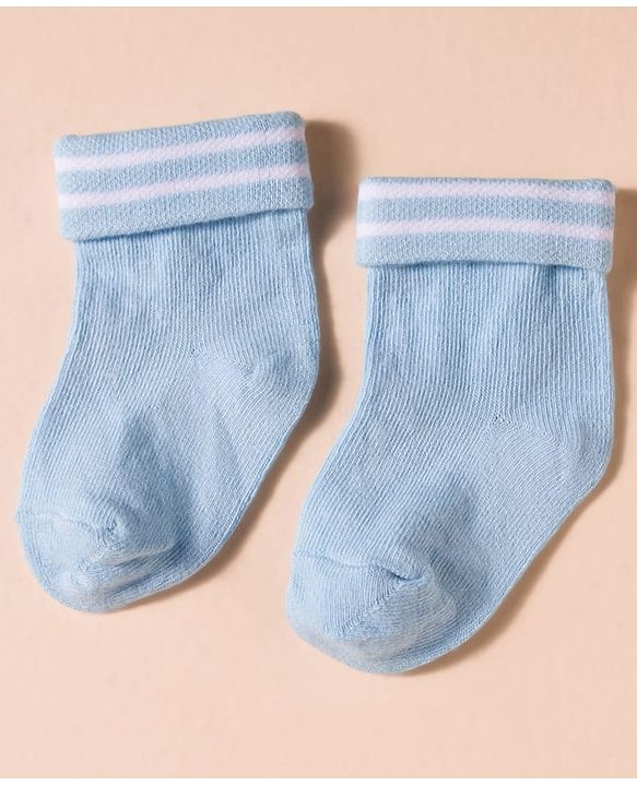 Cute Walk by Babyhug Non Terry Knit Antibacterial Ankle Length Socks With Design Pack of 3 - Red Light Blue & Navy Blue