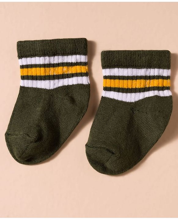 Cute Walk by Babyhug Non Terry Cotton Knit Anti Bacterial Socks Ankle Length Pack of 3 - Multicolour