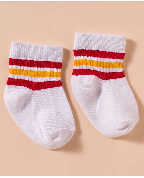 Cute Walk by Babyhug Non Terry Cotton Knit Anti Bacterial Socks Ankle Length Pack of 3 - Multicolour
