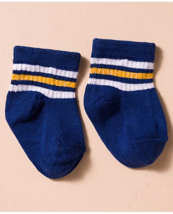 Cute Walk by Babyhug Non Terry Cotton Knit Anti Bacterial Socks Ankle Length Pack of 3 - Multicolour