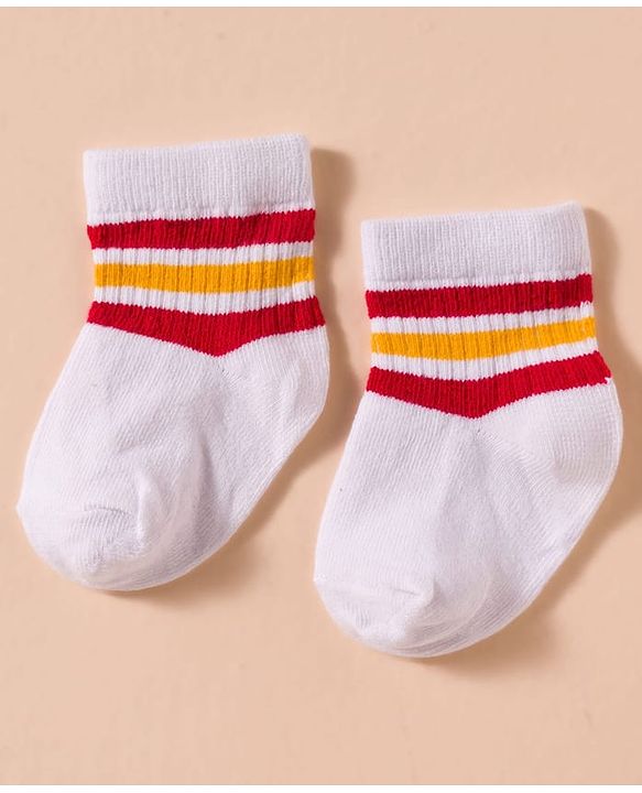 Cute Walk by Babyhug Non Terry Cotton Knit Anti Bacterial Socks Ankle Length Pack of 3 - Multicolour