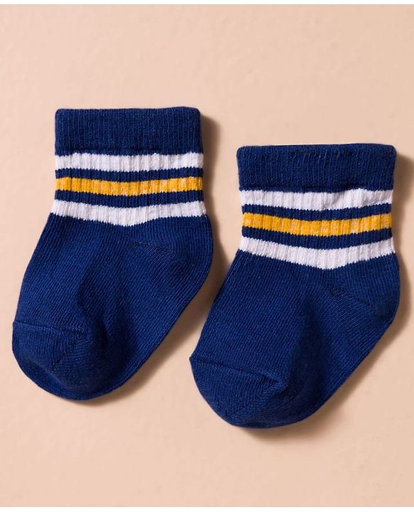 Cute Walk by Babyhug Non Terry Cotton Knit Anti Bacterial Socks Ankle Length Pack of 3 - Multicolour