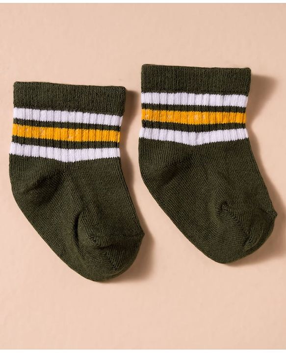 Cute Walk by Babyhug Non Terry Cotton Knit Anti Bacterial Socks Ankle Length Pack of 3 - Multicolour
