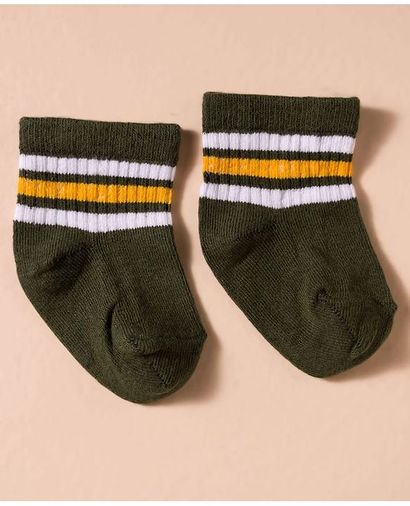 Cute Walk by Babyhug Non Terry Cotton Knit Anti Bacterial Socks Ankle Length Pack of 3 - Multicolour