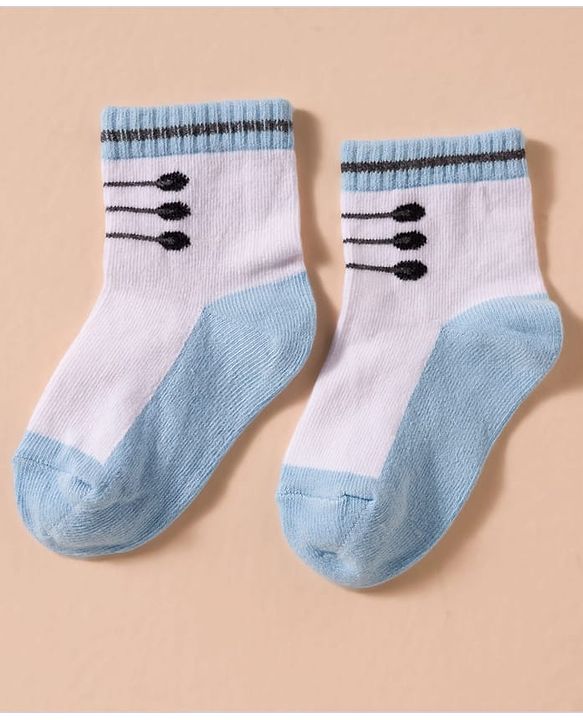 Cute Walk by Babyhug Non Terry Knit Antibacterial Ankle Length Socks With Design Pack of 3 - Red Light Blue & White
