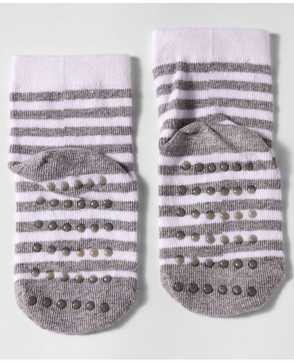 Cute Walk by Babyhug Non Terry Cotton Knit Anti Bacterial Ankle Length Anti Skid Socks With Stripes & Animal Design Pack of 3 - Multicolour