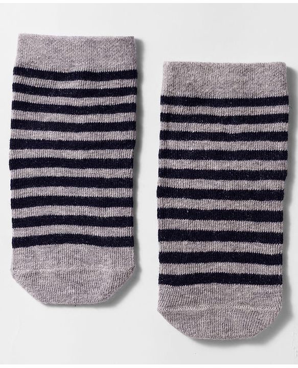 Cute Walk by Babyhug Non Terry Cotton Knit Anti Bacterial Ankle Length Anti Skid Socks With Stripes & Animal Design Pack of 3 - Multicolour