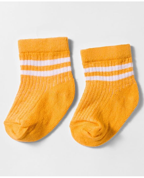 Cute Walk by Babyhug Non Terry Knit Antibacterial Ankle Length Socks With Design Pack of 3 - Mustard Navy Blue & Light Blue