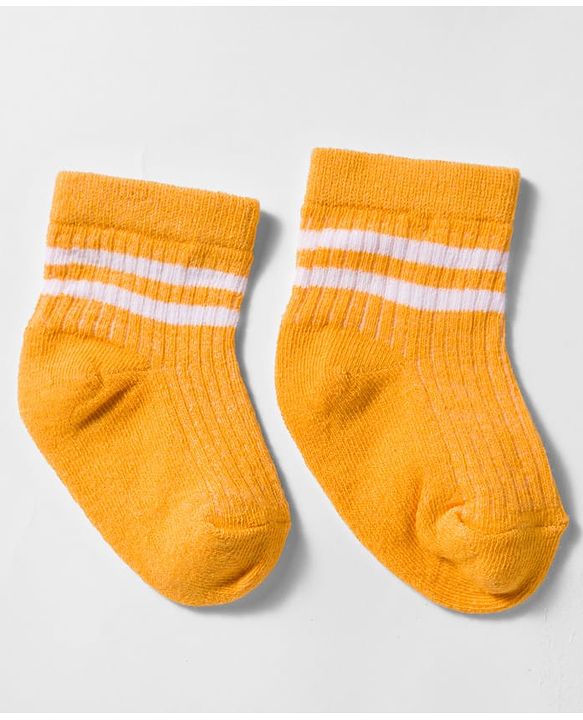 Cute Walk by Babyhug Non Terry Knit Antibacterial Ankle Length Socks With Design Pack of 3 - Mustard Navy Blue & Light Blue
