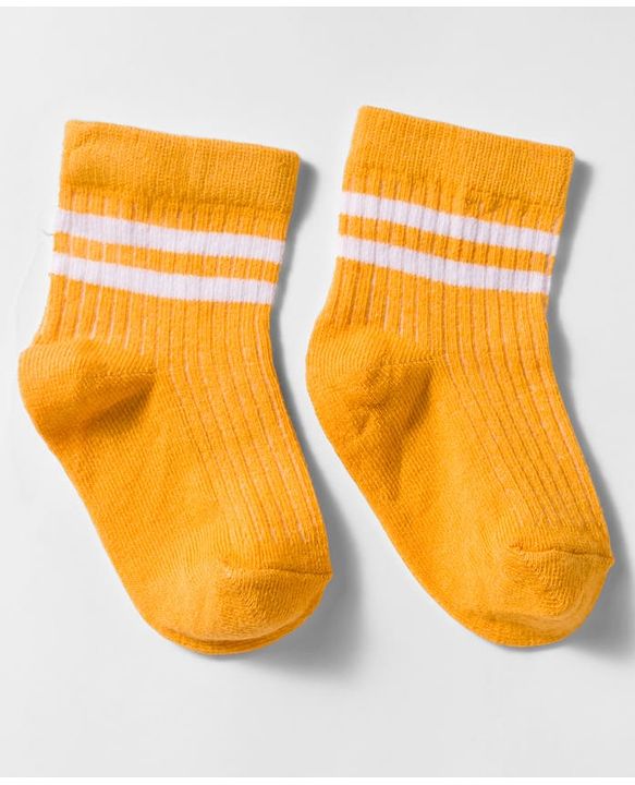 Cute Walk by Babyhug Non Terry Knit Antibacterial Ankle Length Socks With Design Pack of 3 - Mustard Navy Blue & Light Blue