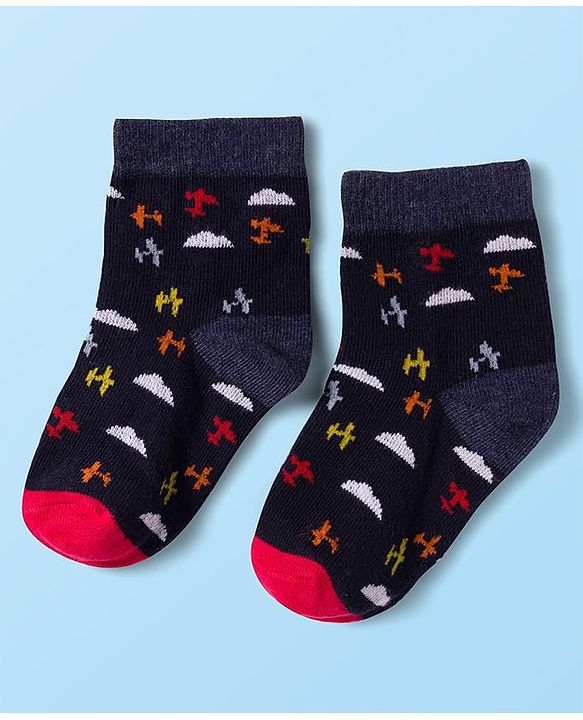 Cute Walk by Babyhug Knit Antibacterial Ankle Length Socks with Design & Stripes Pack of 3 - Multicolor