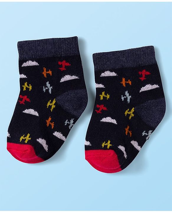 Cute Walk by Babyhug Knit Antibacterial Ankle Length Socks with Design & Stripes Pack of 3 - Multicolor