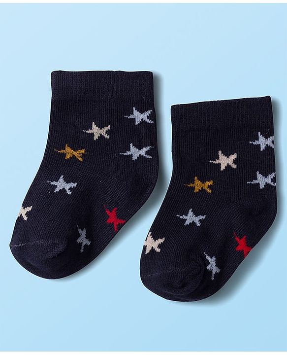 Cute Walk by Babyhug Knit Antibacterial Ankle Length Socks with Design & Stripes Pack of 3 - Multicolor