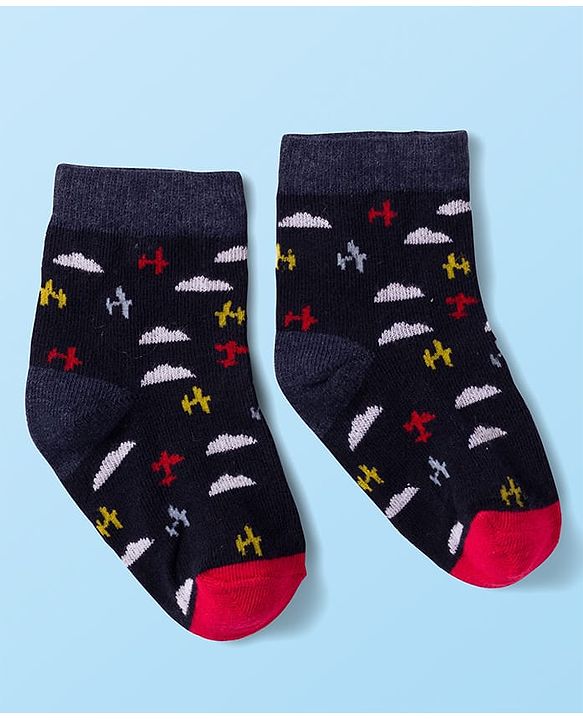 Cute Walk by Babyhug Knit Antibacterial Ankle Length Socks with Design & Stripes Pack of 3 - Multicolor