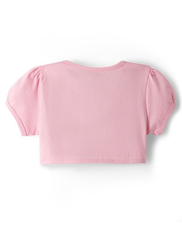 Babyhug Single Jersey Knit Frock & Half Sleeves Shrug With Floral Print & Bow Applique - White