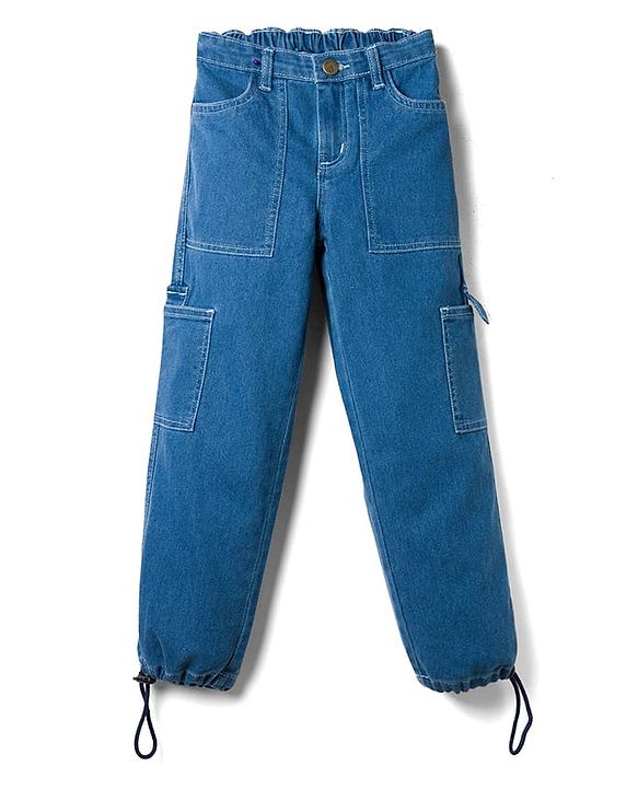 Pine Kids Denim Woven Full Length Solid Colour Jeans  - Blue