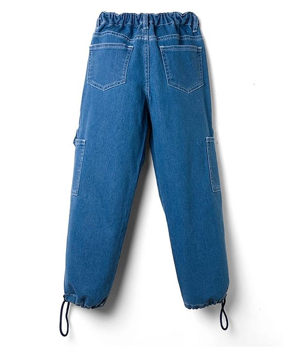 Pine Kids Denim Woven Full Length Solid Colour Jeans  - Blue