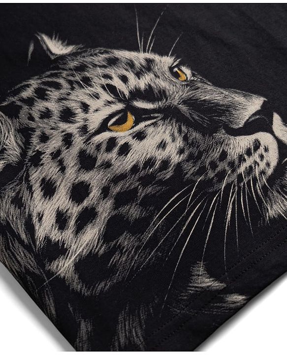 Pine Kids 100% Cotton Knit Half Sleeves Cheetah Printed T-Shirt - Black