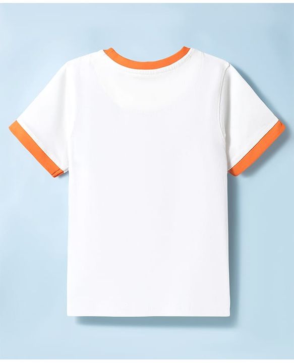 Pine Kids Cotton Knit T-Shirts Striped Round Neck Half Sleeves Snow White 4-5 Years