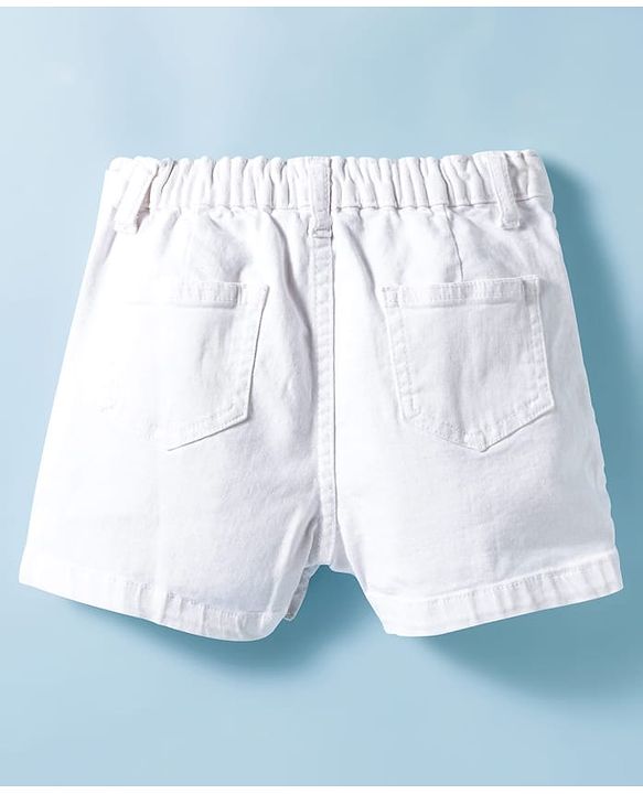 Pine Kids Denim Woven Solid Skorts - White