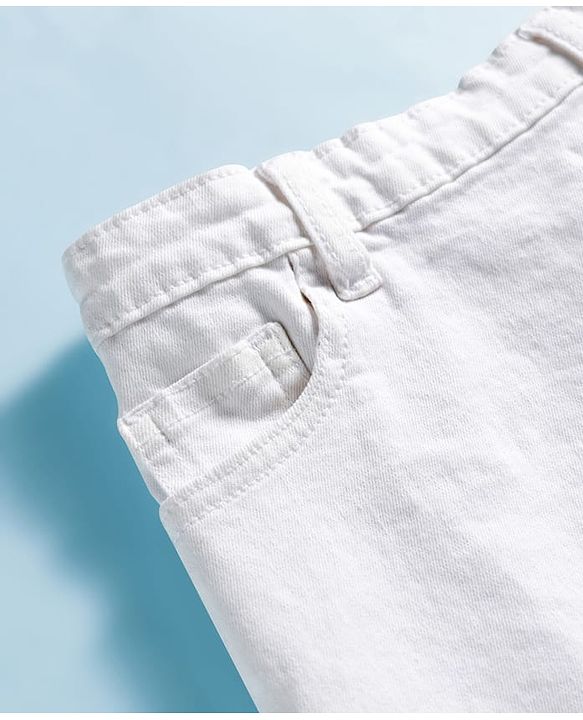 Pine Kids Denim Woven Solid Skorts - White